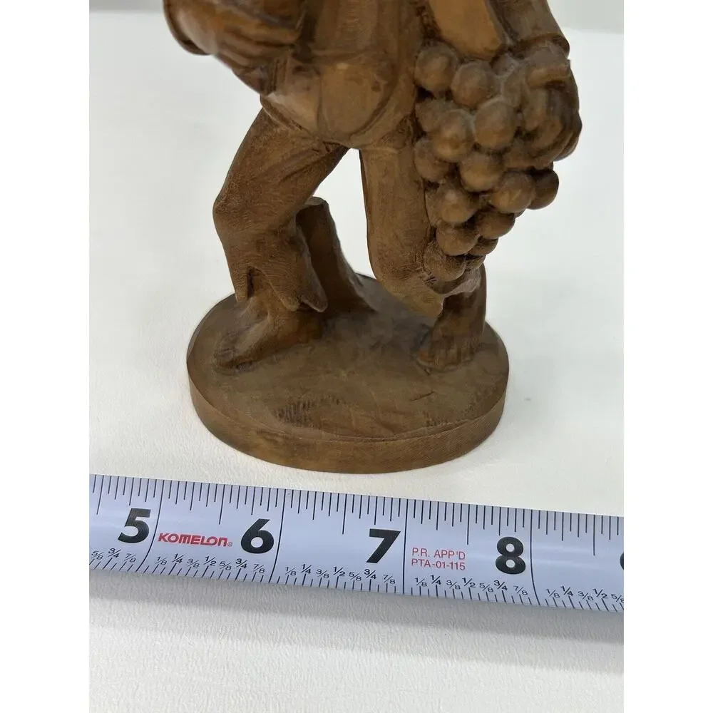 Vintage 1960’s Brown Wood Hand Carved German Oberammergau Boy‎ Holding Grapes